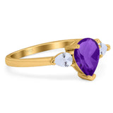 Pear Teardrop Natural Stone Trio Ring