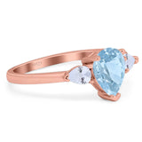 Pear Teardrop Natural Stone Trio Ring