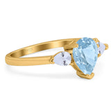Pear Teardrop Natural Stone Trio Ring