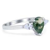 Pear Teardrop Natural Stone Trio Ring