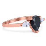 Pear Teardrop Natural Stone Trio Ring