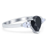 Pear Teardrop Natural Stone Trio Ring