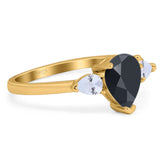 Pear Teardrop Natural Stone Trio Ring