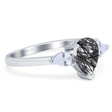 Pear Teardrop Natural Stone Trio Ring