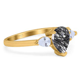 Pear Teardrop Natural Stone Trio Ring