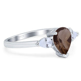 Pear Teardrop Natural Stone Trio Ring