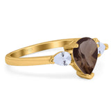 Pear Teardrop Natural Stone Trio Ring