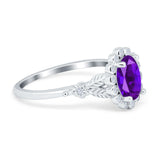 Art Deco Oval Natural Stone Floral Ring