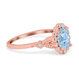 Art Deco Oval Natural Stone Floral Ring