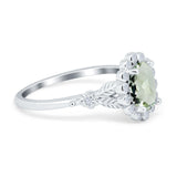 Art Deco Oval Natural Stone Floral Ring