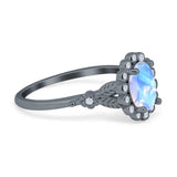 Art Deco Oval Natural Stone Floral Ring