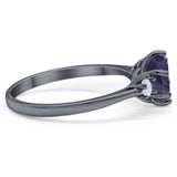 Art Deco Round Natural Stone Three Stone Ring