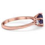 Art Deco Round Natural Stone Three Stone Ring