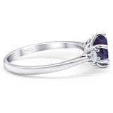 Art Deco Round Natural Stone Three Stone Ring