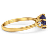 Art Deco Round Natural Stone Three Stone Ring