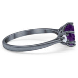 Art Deco Round Natural Stone Three Stone Ring