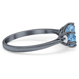 Art Deco Round Natural Stone Three Stone Ring