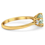 Art Deco Round Natural Stone Three Stone Ring