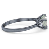 Art Deco Round Natural Stone Three Stone Ring