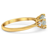 Art Deco Round Natural Stone Three Stone Ring