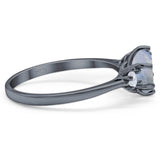 Art Deco Round Natural Stone Three Stone Ring