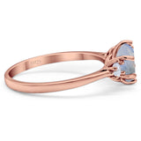 Art Deco Round Natural Stone Three Stone Ring