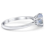 Art Deco Round Natural Stone Three Stone Ring