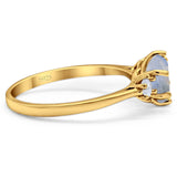 Art Deco Round Natural Stone Three Stone Ring