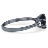 Art Deco Round Natural Stone Three Stone Ring