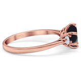 Art Deco Round Natural Stone Three Stone Ring