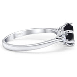 Art Deco Round Natural Stone Three Stone Ring