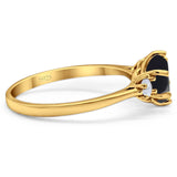 Art Deco Round Natural Stone Three Stone Ring