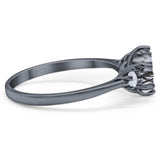 Art Deco Round Natural Stone Three Stone Ring