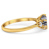 Art Deco Round Natural Stone Three Stone Ring