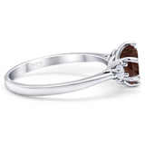 Art Deco Round Natural Stone Three Stone Ring