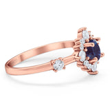 Art Deco Round Natural Stone Flower Ring