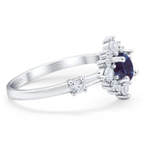 Art Deco Round Natural Stone Flower Ring