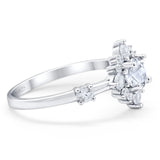 Art Deco Round Natural Stone Flower Ring