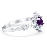 Art Deco Round Natural Stone Flower Ring