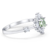 Art Deco Round Natural Stone Flower Ring