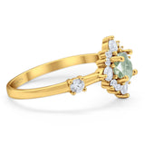 Art Deco Round Natural Stone Flower Ring