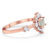 Art Deco Round Natural Stone Flower Ring