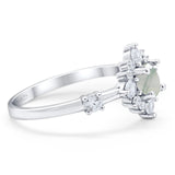 Art Deco Round Natural Stone Flower Ring