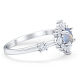 Art Deco Round Natural Stone Flower Ring