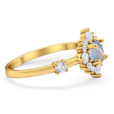 Art Deco Round Natural Stone Flower Ring