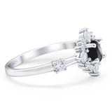 Art Deco Round Natural Stone Flower Ring