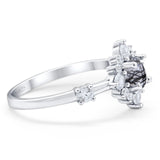 Art Deco Round Natural Stone Flower Ring