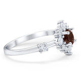 Art Deco Round Natural Stone Flower Ring