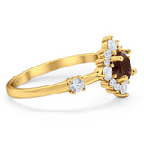 Art Deco Round Natural Stone Flower Ring