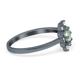 Art Deco Round Natural Stone Flower Ring